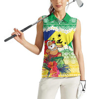 Personalised Malampa Joyeux Noel Women Sleeveless Polo Shirt Proud To Be a Ni-Van Sand Drawing Art LT9 - Polynesian Pride