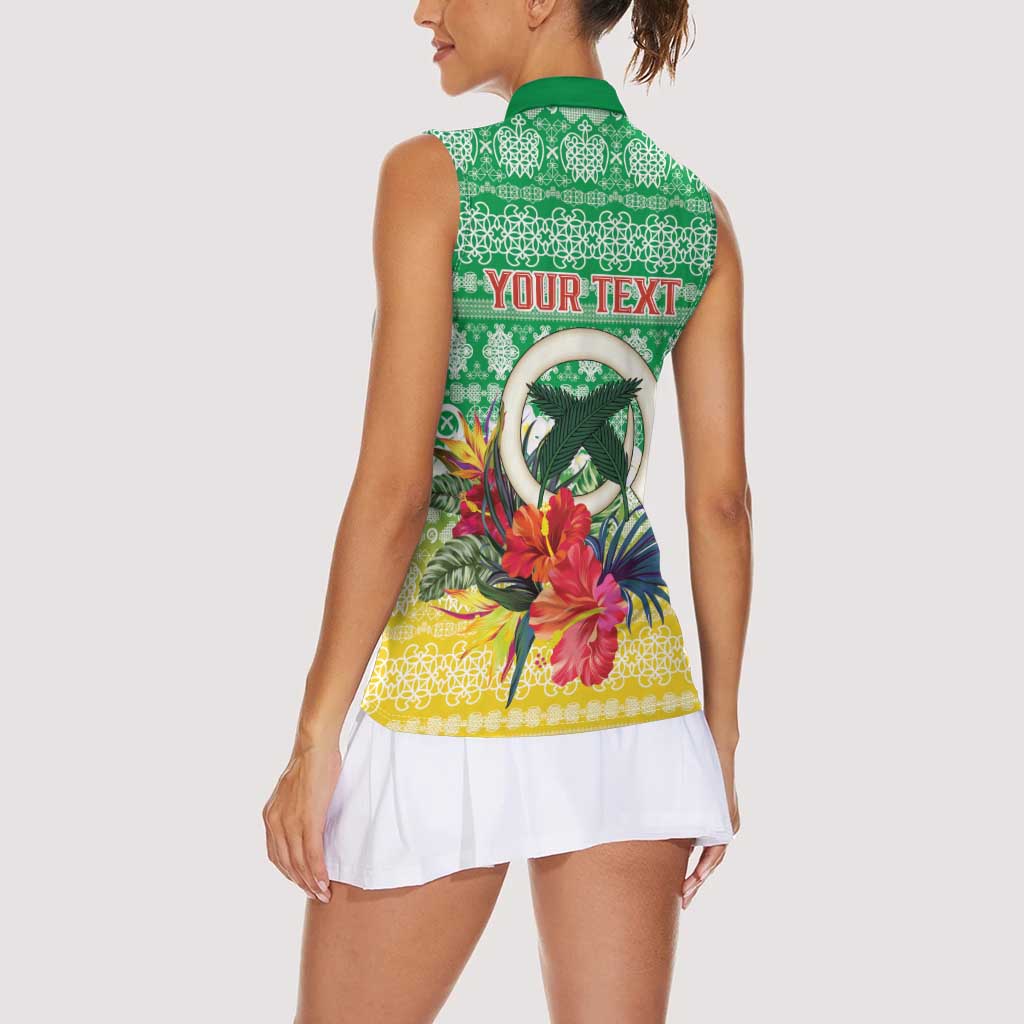 Personalised Malampa Joyeux Noel Women Sleeveless Polo Shirt Proud To Be a Ni-Van Sand Drawing Art LT9 - Polynesian Pride