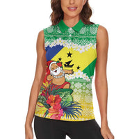 Personalised Malampa Joyeux Noel Women Sleeveless Polo Shirt Proud To Be a Ni-Van Sand Drawing Art LT9 - Polynesian Pride