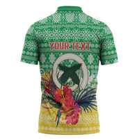 Personalised Malampa Joyeux Noel Zipper Polo Shirt Proud To Be a Ni-Van Sand Drawing Art LT9 - Polynesian Pride