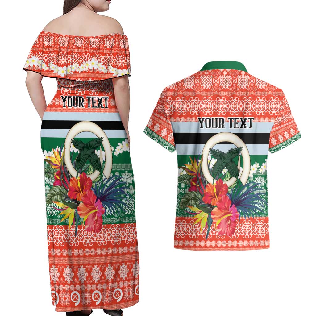 Personalised Penama Joyeux Noel Couples Matching Off Shoulder Maxi Dress and Hawaiian Shirt Proud To Be a Ni-Van Sand Drawing Art LT9 - Polynesian Pride