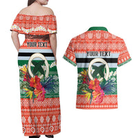 Personalised Penama Joyeux Noel Couples Matching Off Shoulder Maxi Dress and Hawaiian Shirt Proud To Be a Ni-Van Sand Drawing Art LT9 - Polynesian Pride