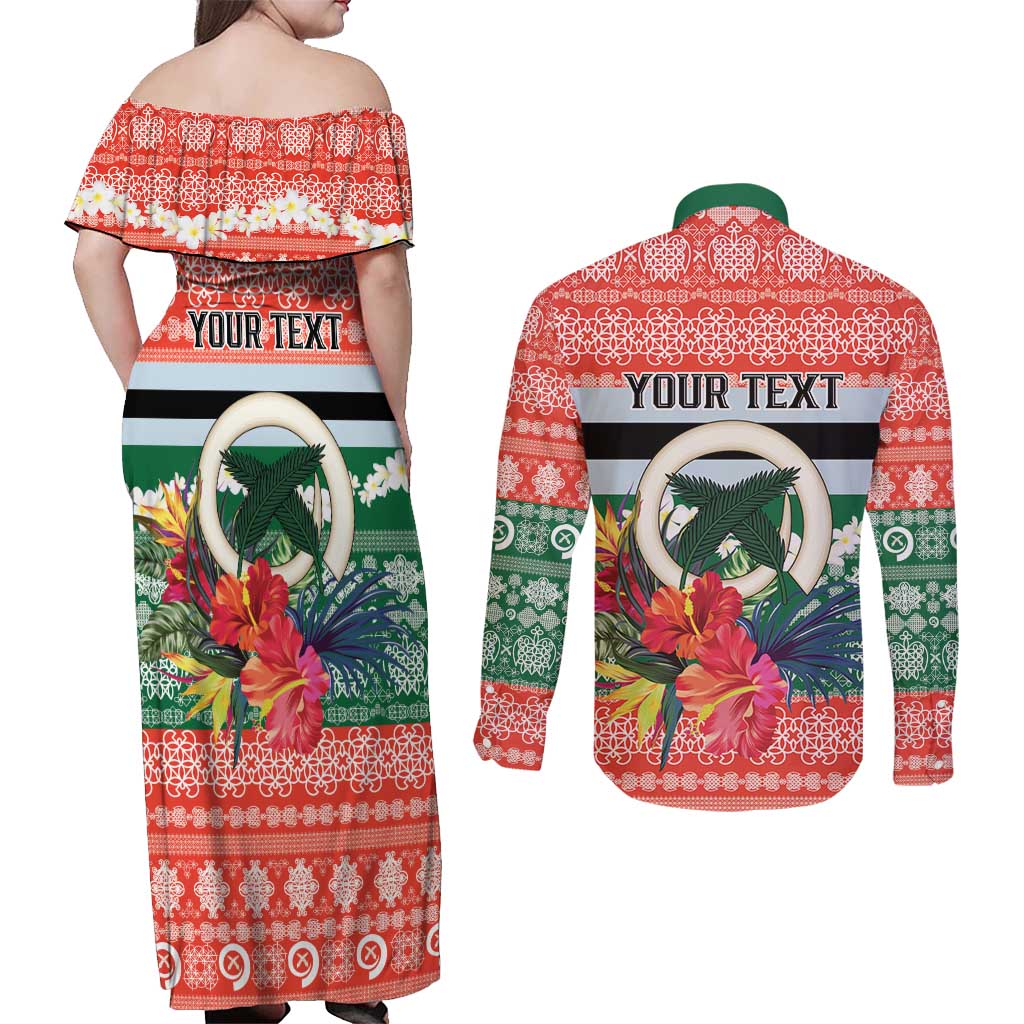 Personalised Penama Joyeux Noel Couples Matching Off Shoulder Maxi Dress and Long Sleeve Button Shirt Proud To Be a Ni-Van Sand Drawing Art LT9 - Polynesian Pride