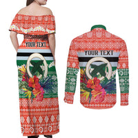 Personalised Penama Joyeux Noel Couples Matching Off Shoulder Maxi Dress and Long Sleeve Button Shirt Proud To Be a Ni-Van Sand Drawing Art LT9 - Polynesian Pride