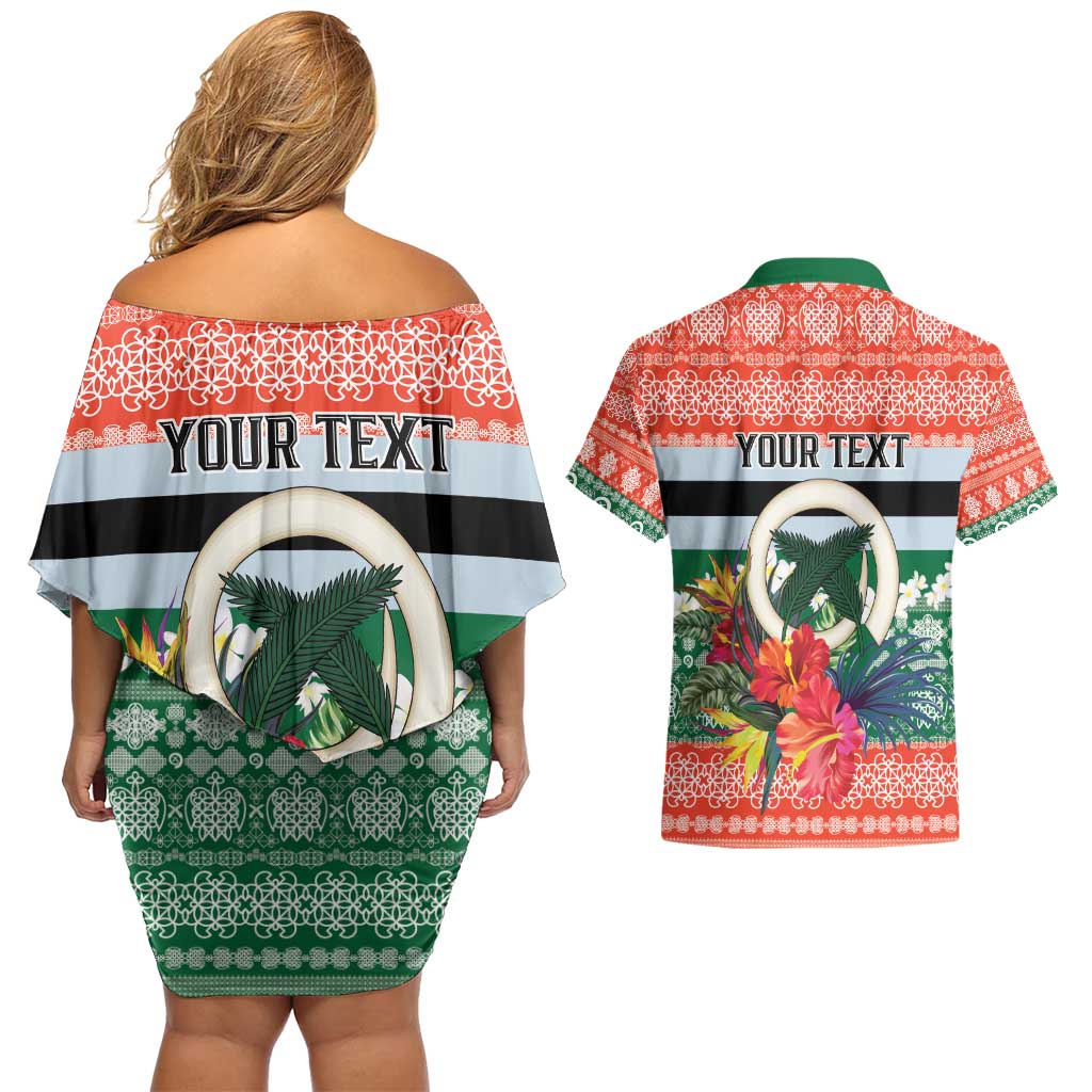 Personalised Penama Joyeux Noel Couples Matching Off Shoulder Short Dress and Hawaiian Shirt Proud To Be a Ni-Van Sand Drawing Art LT9 - Polynesian Pride
