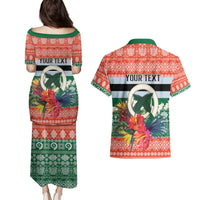 Personalised Penama Joyeux Noel Couples Matching Puletasi and Hawaiian Shirt Proud To Be a Ni-Van Sand Drawing Art LT9 - Polynesian Pride