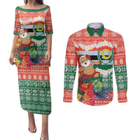 Personalised Penama Joyeux Noel Couples Matching Puletasi and Long Sleeve Button Shirt Proud To Be a Ni-Van Sand Drawing Art LT9 Red - Polynesian Pride