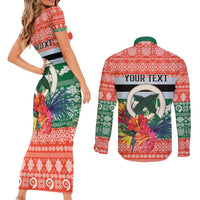Personalised Penama Joyeux Noel Couples Matching Short Sleeve Bodycon Dress and Long Sleeve Button Shirt Proud To Be a Ni-Van Sand Drawing Art LT9 - Polynesian Pride