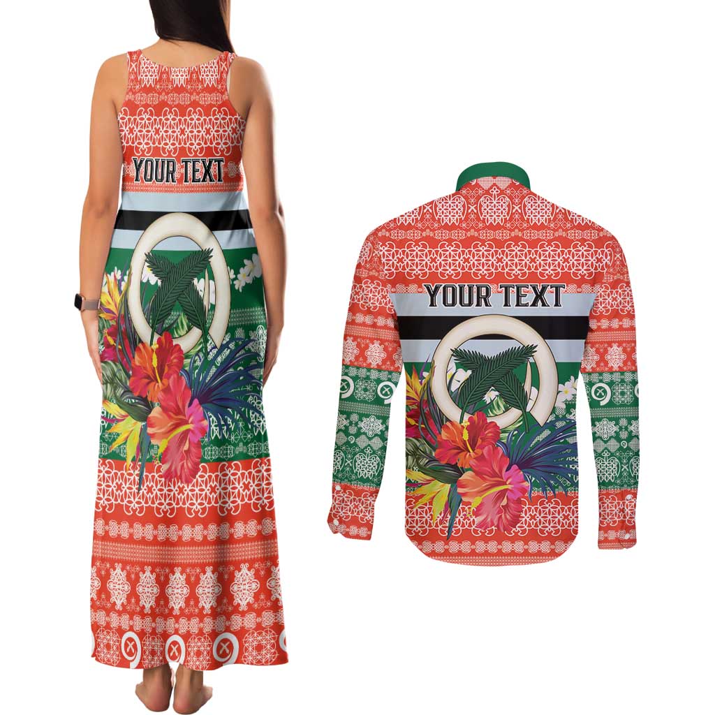 Personalised Penama Joyeux Noel Couples Matching Tank Maxi Dress and Long Sleeve Button Shirt Proud To Be a Ni-Van Sand Drawing Art LT9 - Polynesian Pride