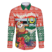Personalised Penama Joyeux Noel Family Matching Long Sleeve Bodycon Dress and Hawaiian Shirt Proud To Be a Ni-Van Sand Drawing Art LT9 Dad's Shirt - Long Sleeve Red - Polynesian Pride
