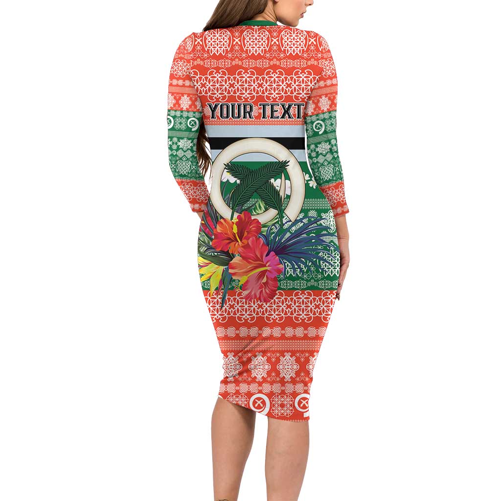 Personalised Penama Joyeux Noel Family Matching Long Sleeve Bodycon Dress and Hawaiian Shirt Proud To Be a Ni-Van Sand Drawing Art LT9 - Polynesian Pride