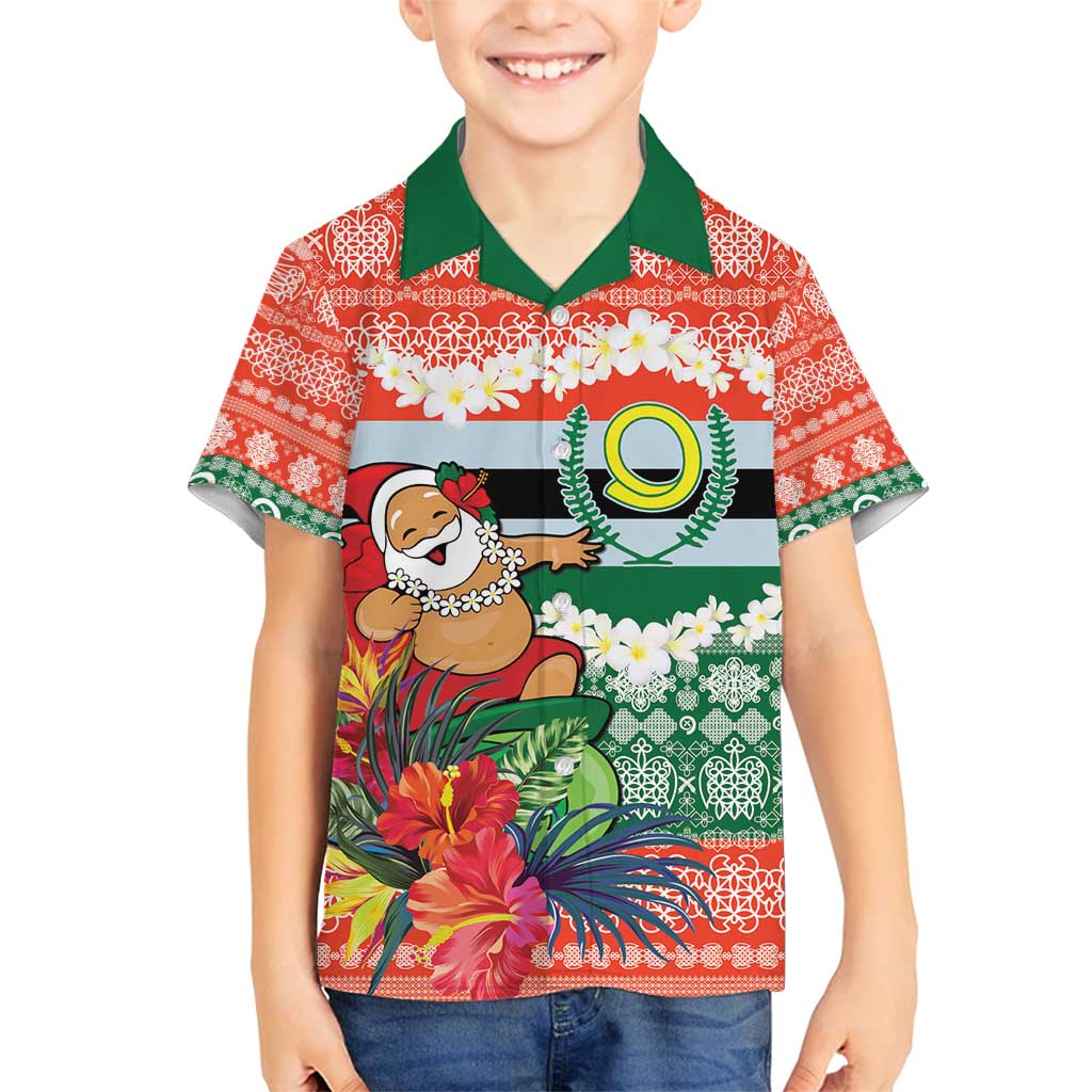 Personalised Penama Joyeux Noel Family Matching Long Sleeve Bodycon Dress and Hawaiian Shirt Proud To Be a Ni-Van Sand Drawing Art LT9 Son's Shirt Red - Polynesian Pride