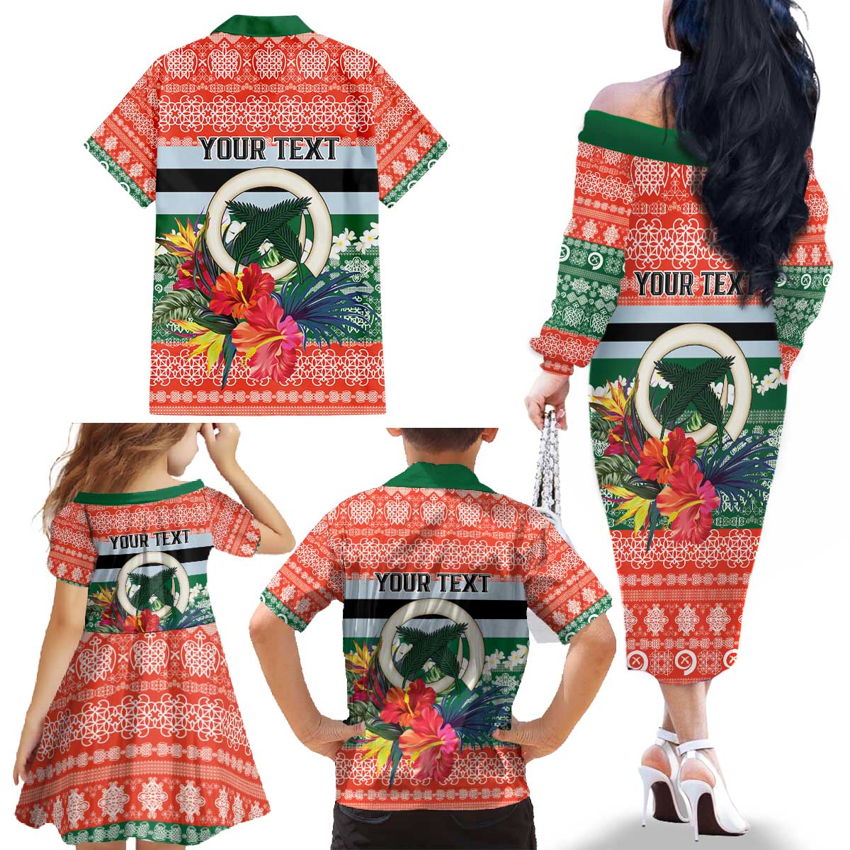 Personalised Penama Joyeux Noel Family Matching Off The Shoulder Long Sleeve Dress and Hawaiian Shirt Proud To Be a Ni-Van Sand Drawing Art LT9 - Polynesian Pride
