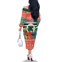 Personalised Penama Joyeux Noel Family Matching Off The Shoulder Long Sleeve Dress and Hawaiian Shirt Proud To Be a Ni-Van Sand Drawing Art LT9 - Polynesian Pride