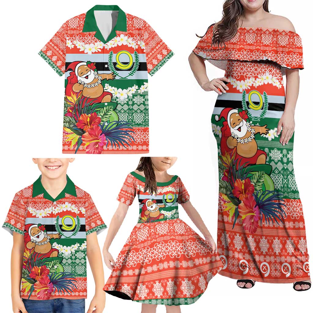 Personalised Penama Joyeux Noel Family Matching Off Shoulder Maxi Dress and Hawaiian Shirt Proud To Be a Ni-Van Sand Drawing Art LT9 - Polynesian Pride