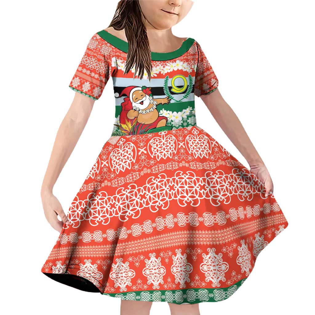 Personalised Penama Joyeux Noel Family Matching Off Shoulder Short Dress and Hawaiian Shirt Proud To Be a Ni-Van Sand Drawing Art LT9 Daughter's Dress Red - Polynesian Pride