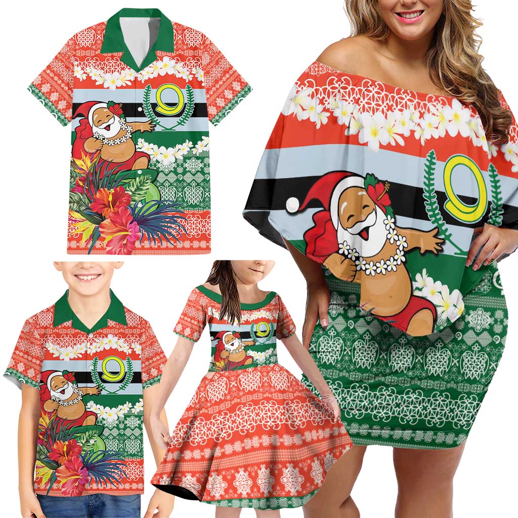 Personalised Penama Joyeux Noel Family Matching Off Shoulder Short Dress and Hawaiian Shirt Proud To Be a Ni-Van Sand Drawing Art LT9 - Polynesian Pride