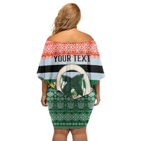 Personalised Penama Joyeux Noel Family Matching Off Shoulder Short Dress and Hawaiian Shirt Proud To Be a Ni-Van Sand Drawing Art LT9 - Polynesian Pride