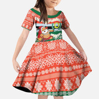 Personalised Penama Joyeux Noel Family Matching Puletasi and Hawaiian Shirt Proud To Be a Ni-Van Sand Drawing Art LT9 Daughter's Dress Red - Polynesian Pride