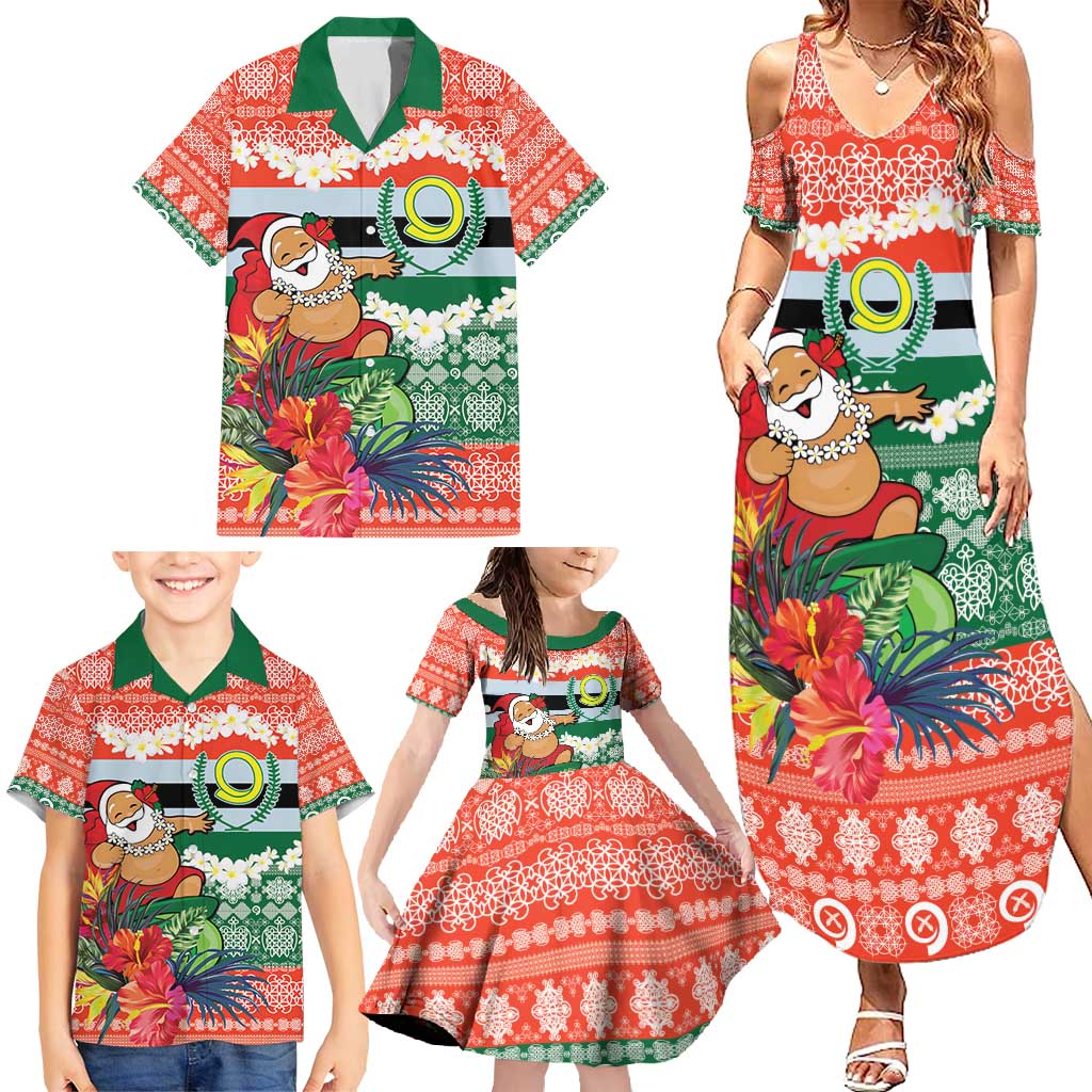 Personalised Penama Joyeux Noel Family Matching Summer Maxi Dress and Hawaiian Shirt Proud To Be a Ni-Van Sand Drawing Art LT9 - Polynesian Pride