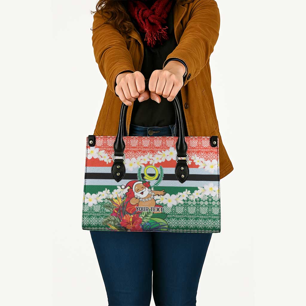 Personalised Penama Joyeux Noel Leather Bag Proud To Be a Ni-Van Sand Drawing Art - Polynesian Pride