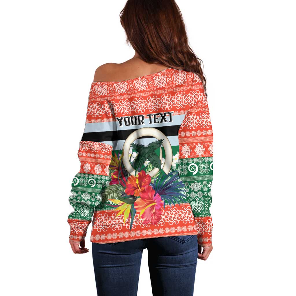 Personalised Penama Joyeux Noel Off Shoulder Sweater Proud To Be a Ni-Van Sand Drawing Art - Polynesian Pride