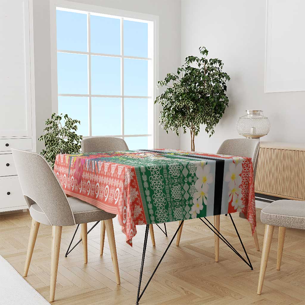 Personalised Penama Joyeux Noel Tablecloth Proud To Be a Ni-Van Sand Drawing Art - Polynesian Pride