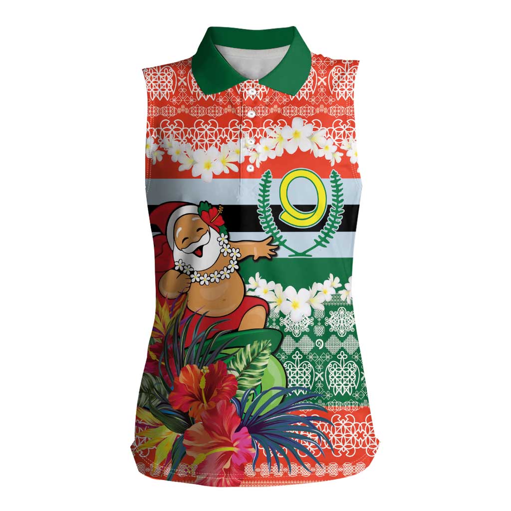 Personalised Penama Joyeux Noel Women Sleeveless Polo Shirt Proud To Be a Ni-Van Sand Drawing Art LT9 Female Red - Polynesian Pride