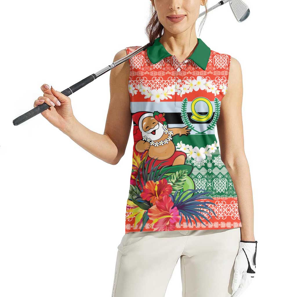 Personalised Penama Joyeux Noel Women Sleeveless Polo Shirt Proud To Be a Ni-Van Sand Drawing Art LT9 - Polynesian Pride