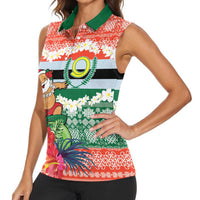 Personalised Penama Joyeux Noel Women Sleeveless Polo Shirt Proud To Be a Ni-Van Sand Drawing Art LT9 - Polynesian Pride