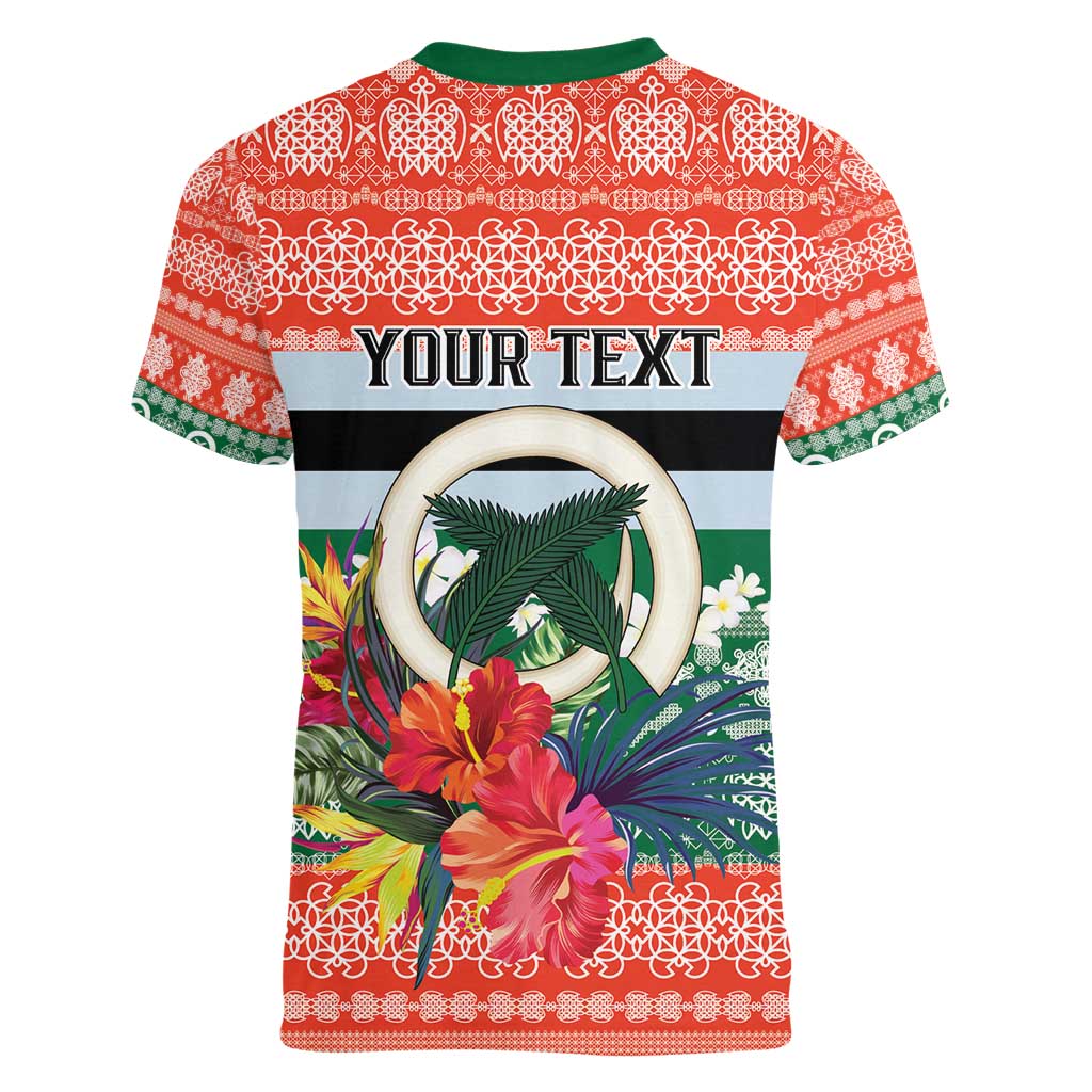 Personalised Penama Joyeux Noel Women V-Neck T-Shirt Proud To Be a Ni-Van Sand Drawing Art LT9 - Polynesian Pride