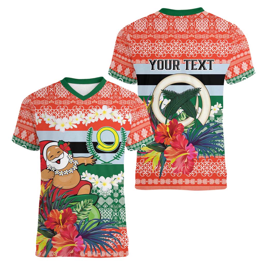 Personalised Penama Joyeux Noel Women V-Neck T-Shirt Proud To Be a Ni-Van Sand Drawing Art LT9 - Polynesian Pride