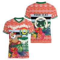 Personalised Penama Joyeux Noel Women V-Neck T-Shirt Proud To Be a Ni-Van Sand Drawing Art LT9 - Polynesian Pride