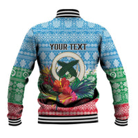 Personalised Sanma Joyeux Noel Baseball Jacket Proud To Be a Ni-Van Sand Drawing Art - Polynesian Pride