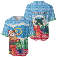 Personalised Sanma Joyeux Noel Baseball Jersey Proud To Be a Ni-Van Sand Drawing Art - Polynesian Pride