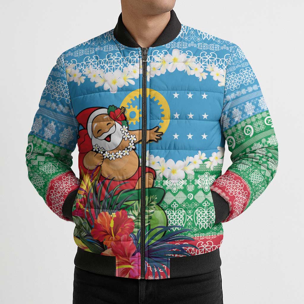 Personalised Sanma Joyeux Noel Bomber Puffer Jacket Proud To Be a Ni-Van Sand Drawing Art - Polynesian Pride