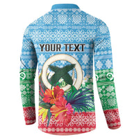 Personalised Sanma Joyeux Noel Button Sweatshirt Proud To Be a Ni-Van Sand Drawing Art - Polynesian Pride