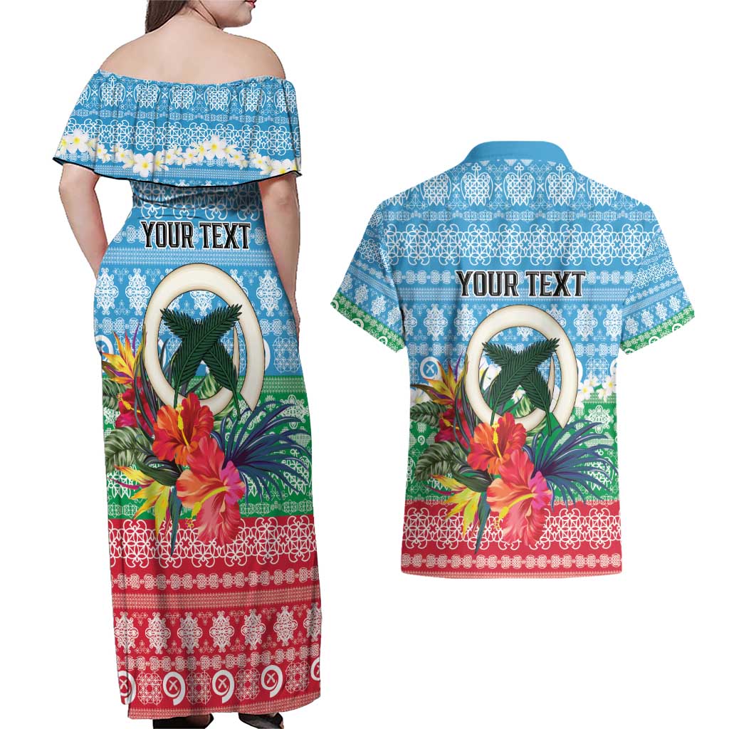 Personalised Sanma Joyeux Noel Couples Matching Off Shoulder Maxi Dress and Hawaiian Shirt Proud To Be a Ni-Van Sand Drawing Art LT9 - Polynesian Pride
