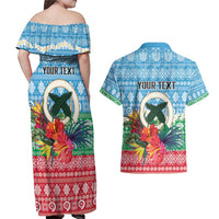 Personalised Sanma Joyeux Noel Couples Matching Off Shoulder Maxi Dress and Hawaiian Shirt Proud To Be a Ni-Van Sand Drawing Art LT9 - Polynesian Pride