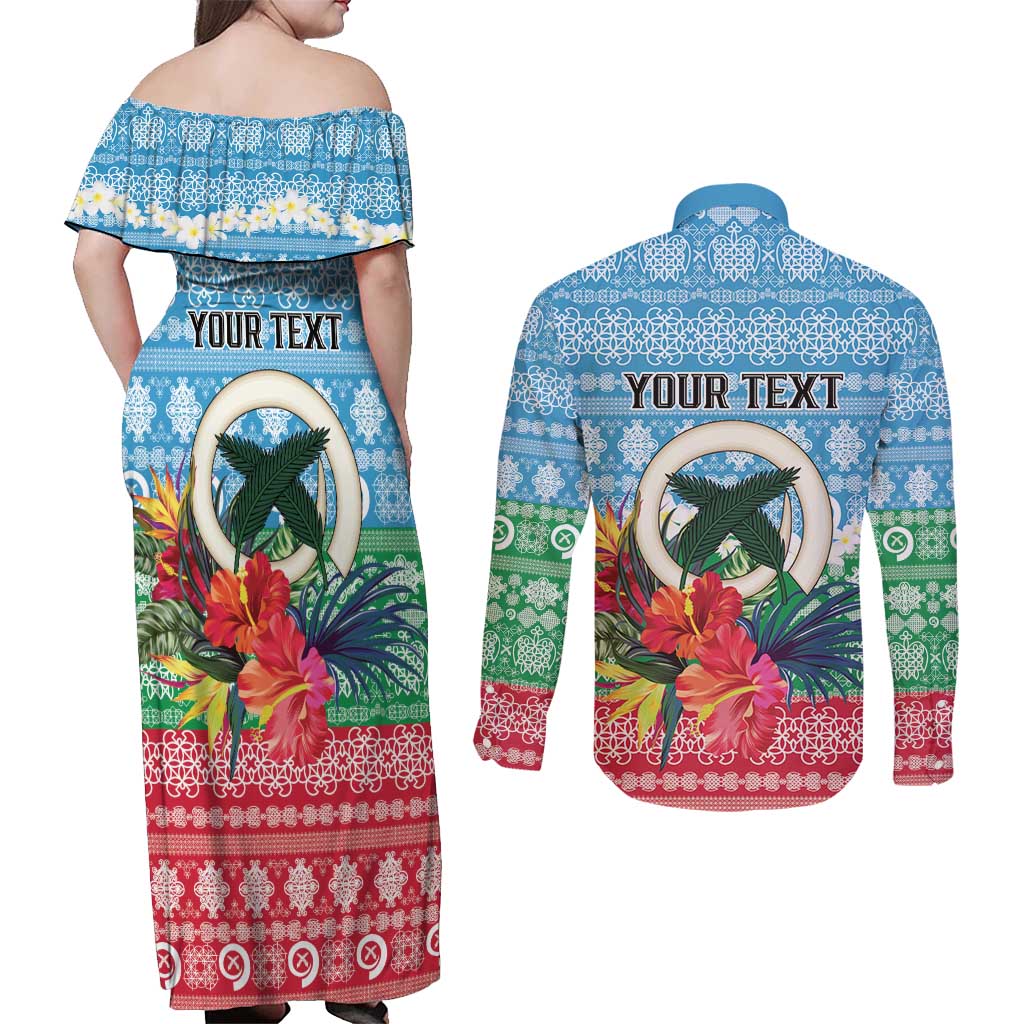 Personalised Sanma Joyeux Noel Couples Matching Off Shoulder Maxi Dress and Long Sleeve Button Shirt Proud To Be a Ni-Van Sand Drawing Art LT9 - Polynesian Pride