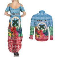 Personalised Sanma Joyeux Noel Couples Matching Summer Maxi Dress and Long Sleeve Button Shirt Proud To Be a Ni-Van Sand Drawing Art LT9 - Polynesian Pride