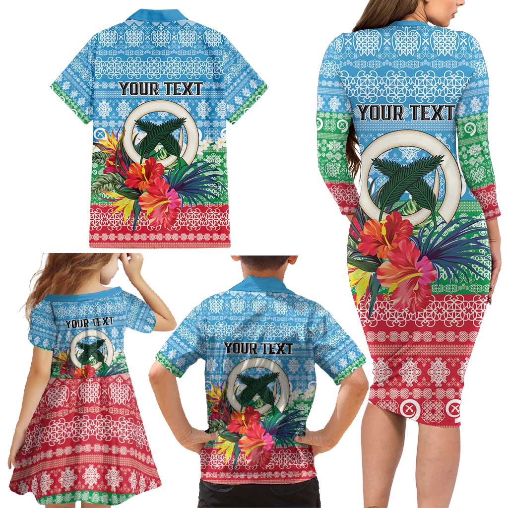 Personalised Sanma Joyeux Noel Family Matching Long Sleeve Bodycon Dress and Hawaiian Shirt Proud To Be a Ni-Van Sand Drawing Art LT9 - Polynesian Pride