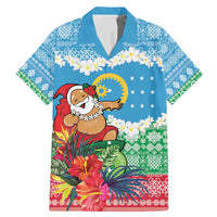 Personalised Sanma Joyeux Noel Family Matching Mermaid Dress and Hawaiian Shirt Proud To Be a Ni-Van Sand Drawing Art LT9 Dad's Shirt - Short Sleeve Blue - Polynesian Pride