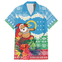 Personalised Sanma Joyeux Noel Family Matching Off The Shoulder Long Sleeve Dress and Hawaiian Shirt Proud To Be a Ni-Van Sand Drawing Art LT9 Dad's Shirt - Short Sleeve Blue - Polynesian Pride