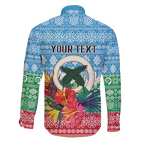 Personalised Sanma Joyeux Noel Family Matching Off The Shoulder Long Sleeve Dress and Hawaiian Shirt Proud To Be a Ni-Van Sand Drawing Art LT9 - Polynesian Pride