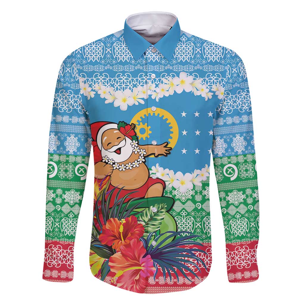 Personalised Sanma Joyeux Noel Family Matching Off Shoulder Maxi Dress and Hawaiian Shirt Proud To Be a Ni-Van Sand Drawing Art LT9 Dad's Shirt - Long Sleeve Blue - Polynesian Pride