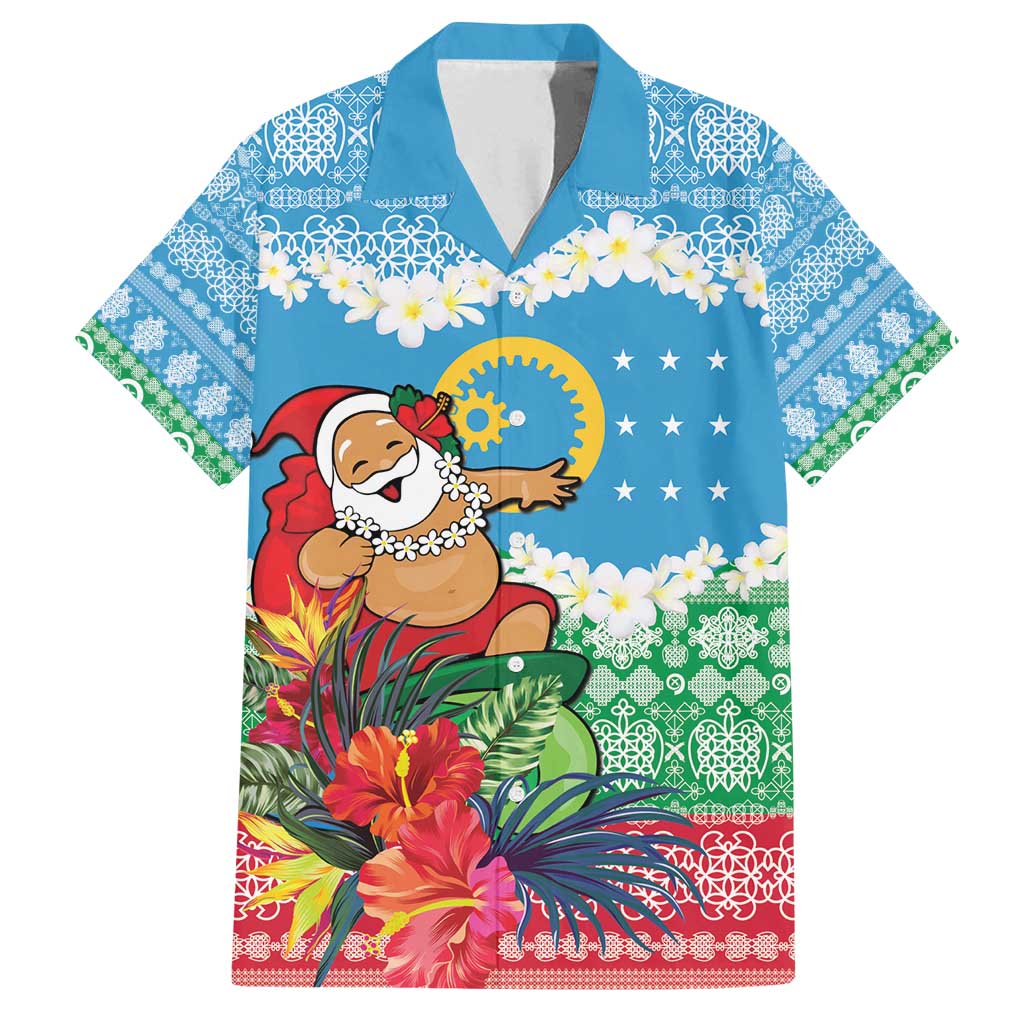 Personalised Sanma Joyeux Noel Family Matching Off Shoulder Short Dress and Hawaiian Shirt Proud To Be a Ni-Van Sand Drawing Art LT9 Dad's Shirt - Short Sleeve Blue - Polynesian Pride