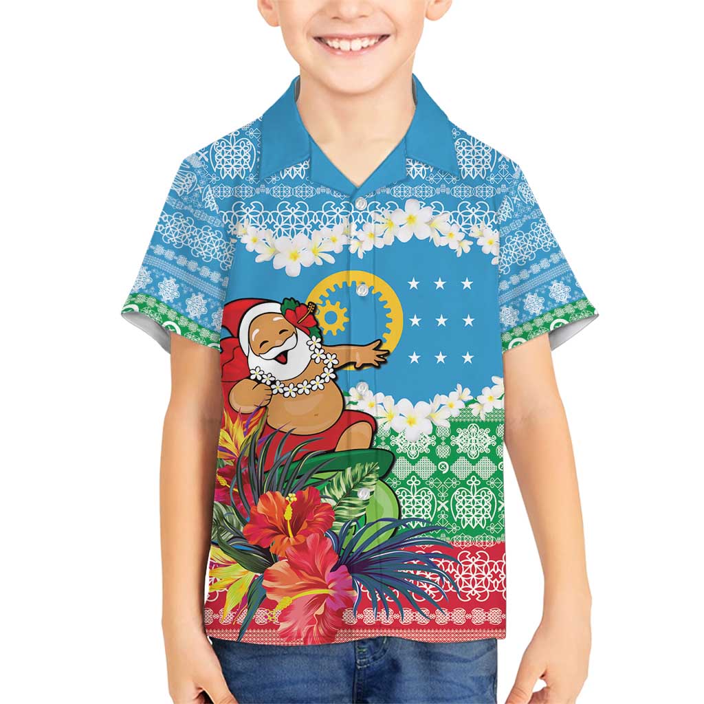 Personalised Sanma Joyeux Noel Family Matching Puletasi and Hawaiian Shirt Proud To Be a Ni-Van Sand Drawing Art LT9 Son's Shirt Blue - Polynesian Pride