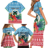 Personalised Sanma Joyeux Noel Family Matching Short Sleeve Bodycon Dress and Hawaiian Shirt Proud To Be a Ni-Van Sand Drawing Art LT9 - Polynesian Pride