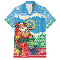 Personalised Sanma Joyeux Noel Family Matching Summer Maxi Dress and Hawaiian Shirt Proud To Be a Ni-Van Sand Drawing Art LT9 Dad's Shirt - Short Sleeve Blue - Polynesian Pride